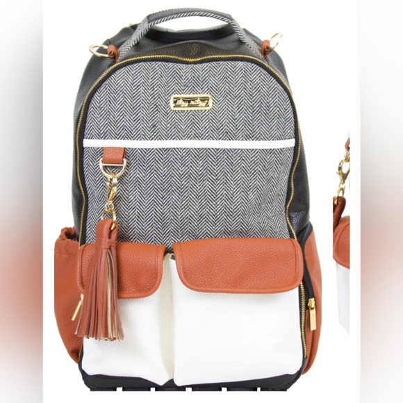 Itzy Ritzy Handbags - Itzy Ritzy Coffee & Cream Boss Backpack Diaper Bag + Changing Pad